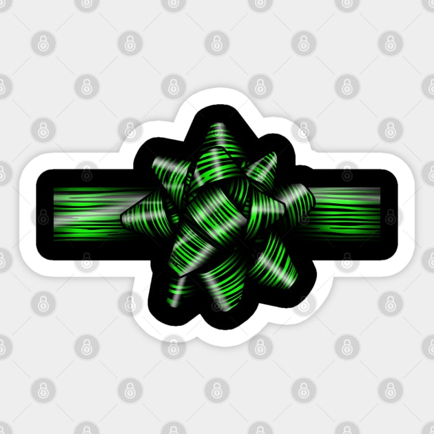 Green zebra bow Sticker by Zodiart